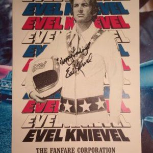 Evel Knievel Signed Poster 1980s Throwback Style Event Poster 12x18 Inch COA Inc